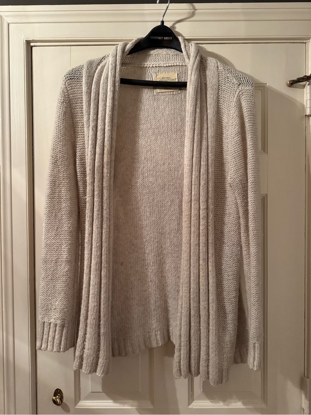 Geoffrey Beene Cream Open-Front Knit Cardigan